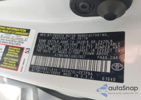 2018 Toyota Camry Xse z USA, uszkodzony, nr VIN 4T1B61HK7JU651957